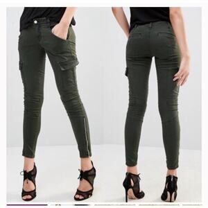 J BRAND Houlihan Skinny Cargo Jean in Distressed Caledon Army Green Size 28 NWT